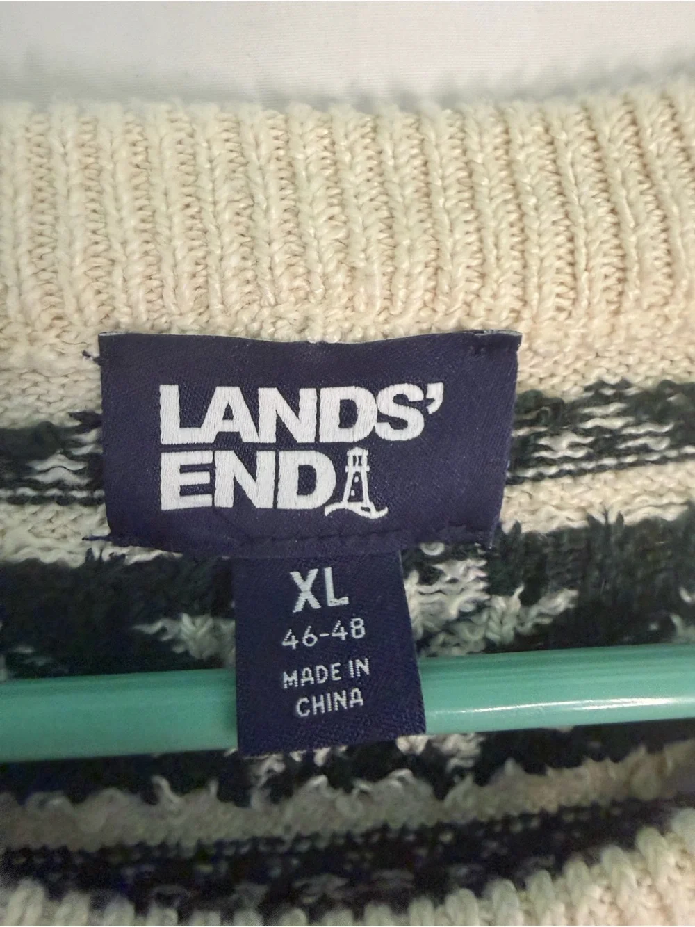 Lands' End Dog & Snowflake Fair Isle Crewneck Sweater Size XL
